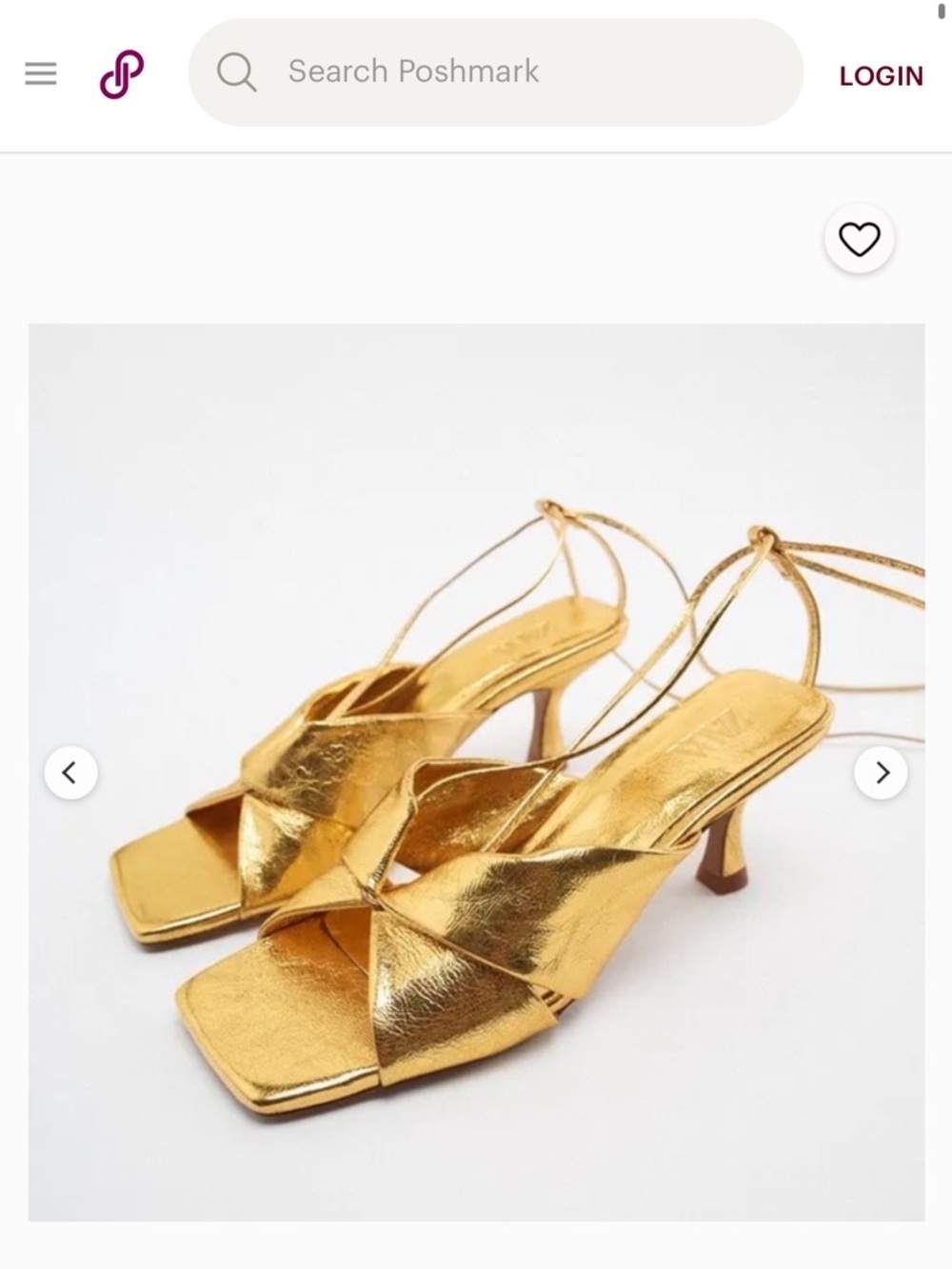 Zara Gold Metallic Strappy Tie-Heel Sandals
